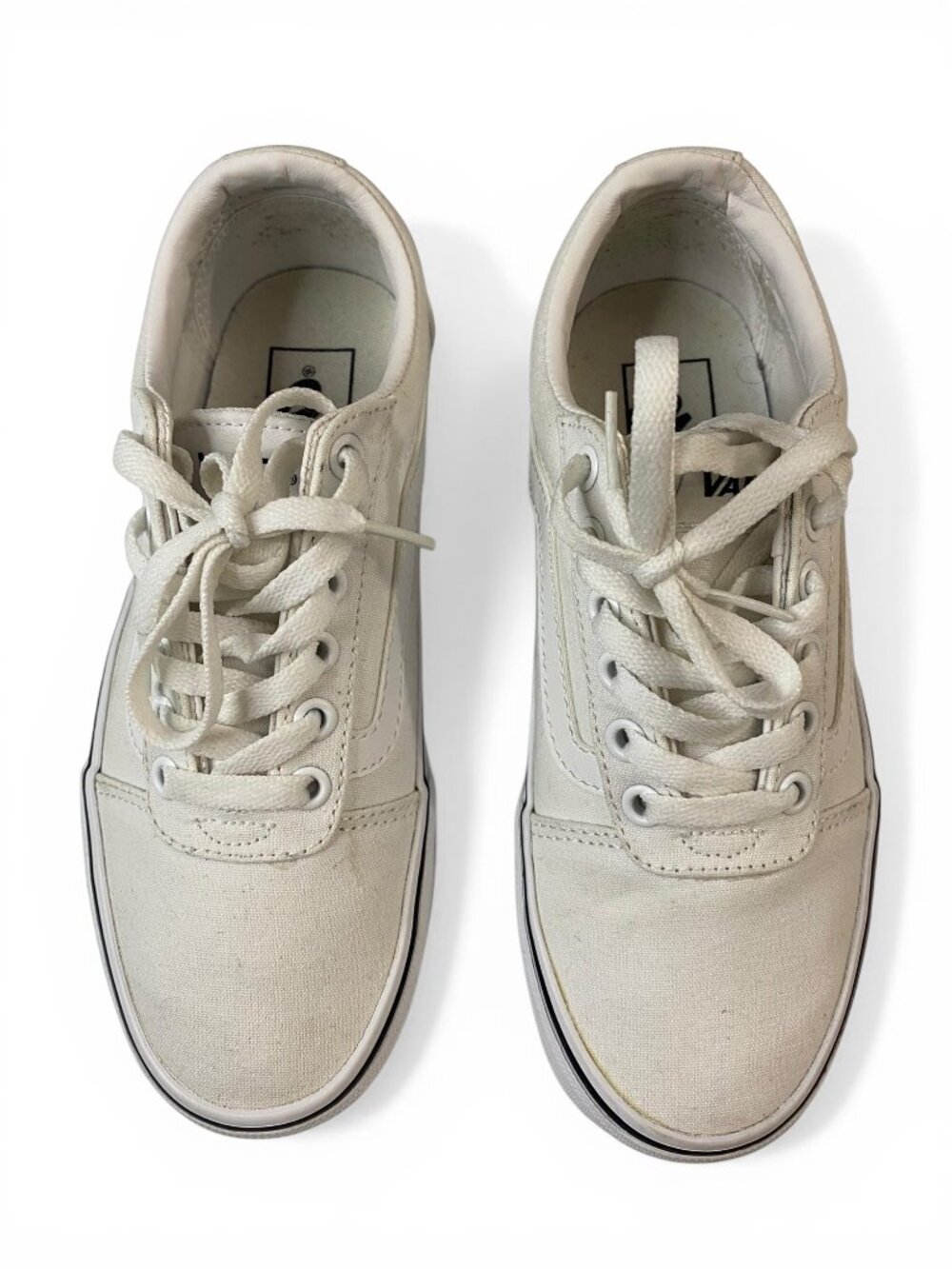 Vans Old Skool White Canvas Sneakers Womens 6 Off White Low Top Casual - Picture 4 of 14